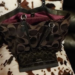 Black coach purse with matching wallet